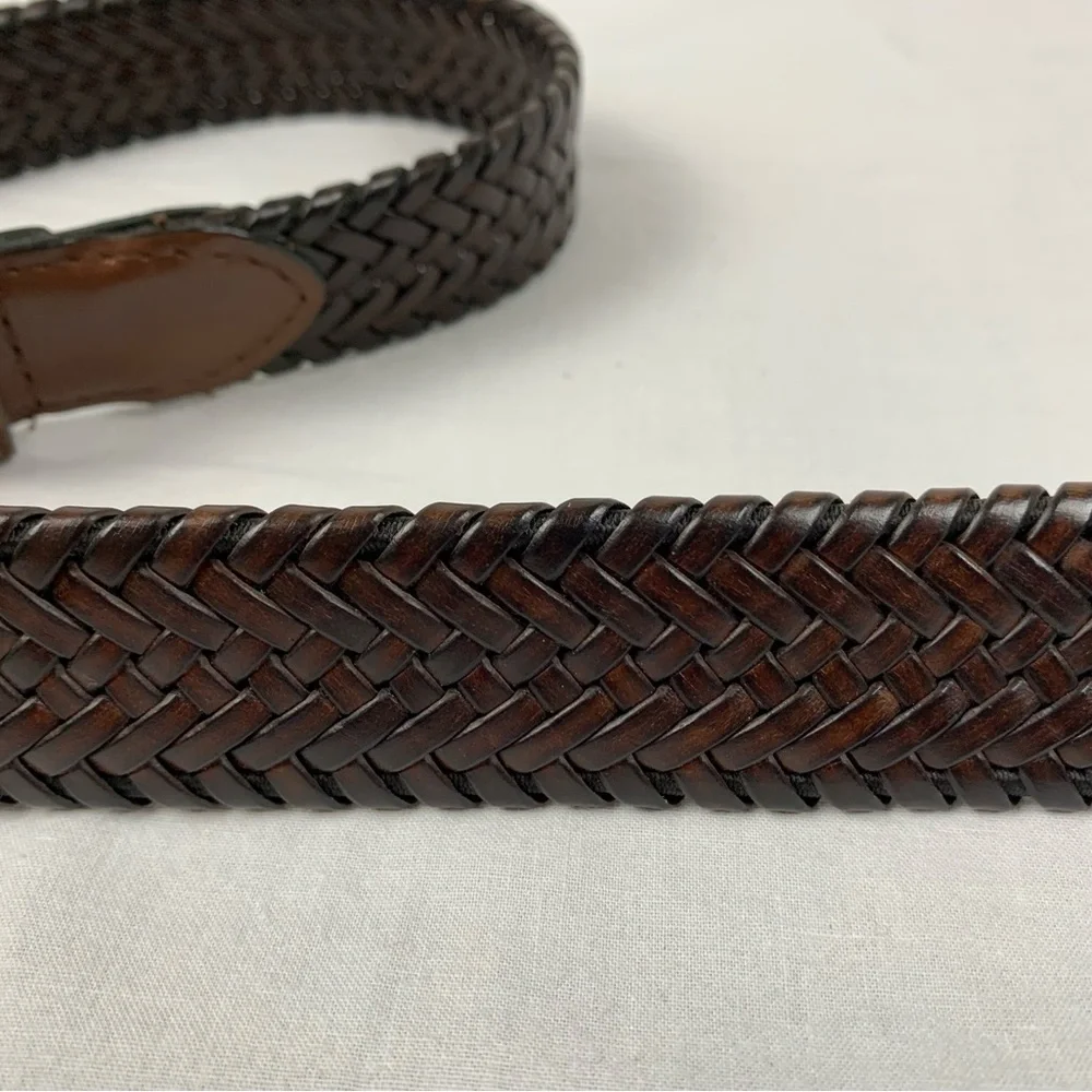 Dark Brown Braided Leather Belt 36/90 Dress Belt Casual Business Casual